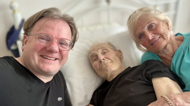 Nigel with His Mom and Uncle Cliff