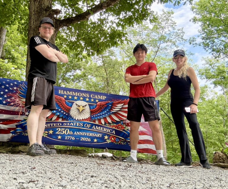Nigel, Luke, and Mary Lee at Hammons Camp