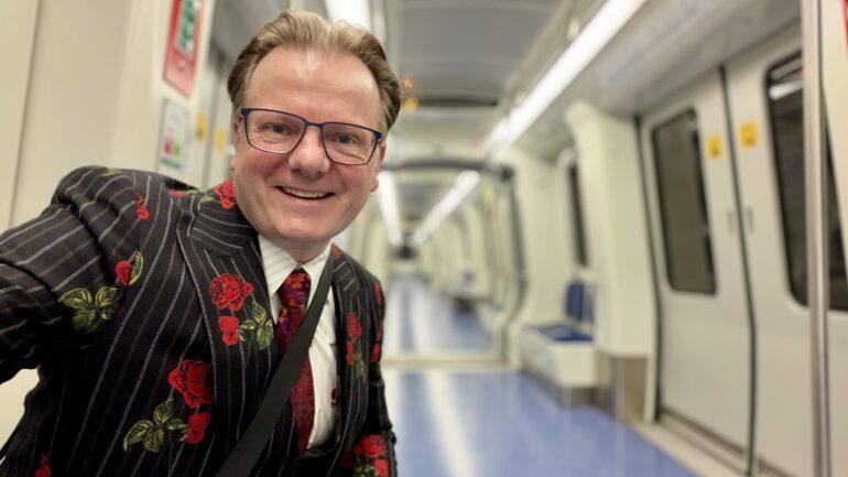 Nigel on the Subway in Milan